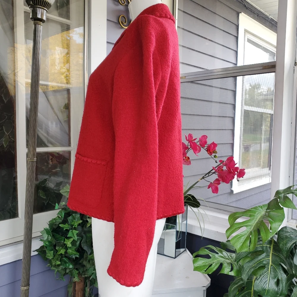 Vintage Talbots Petites 100% Wool Red Jacket Size Small - Picture 2 of 9